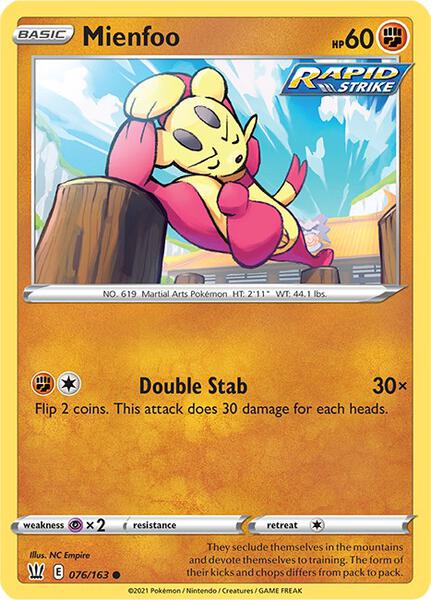 Mienfoo [SWSH05: Battle Styles] #076/163 - NM