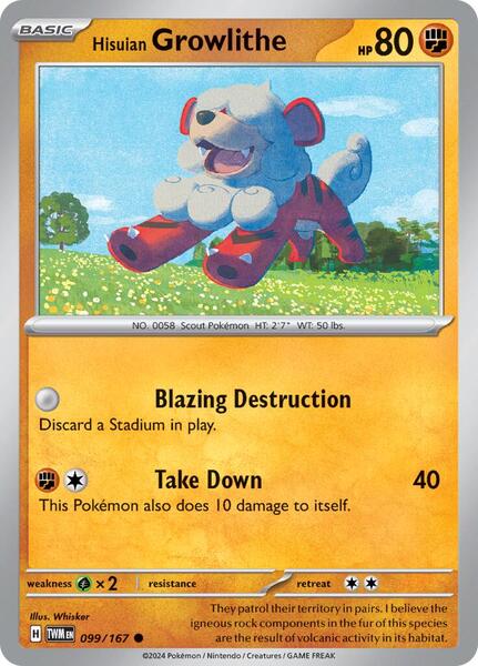 Hisuian Growlithe - 099/167 [SV06: Twilight Masquerade] #099/167 - NM