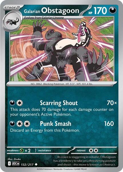 Galarian Obstagoon - 132/217 [ME: Ascended Heroes] #132/217 - NM