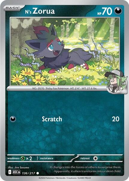 N's Zorua [ME: Ascended Heroes] #136/217 - NM