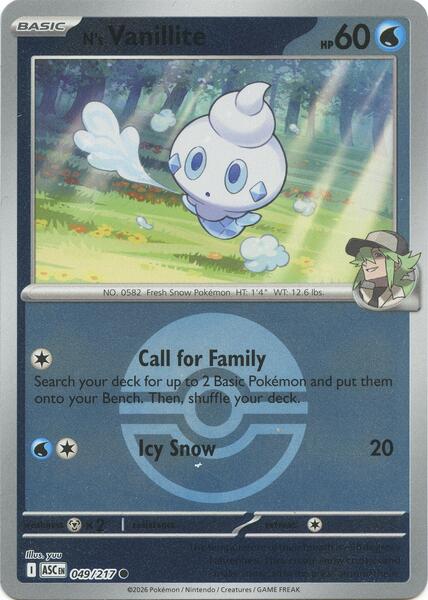 N's Vanillite (Poke Ball) [ME: Ascended Heroes] #049/217 - NM