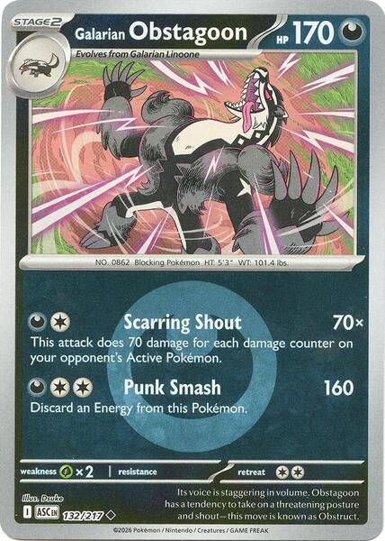 Galarian Obstagoon - 132/217 (Energy Symbol Pattern) [ME: Ascended Heroes] #132/217 - NM