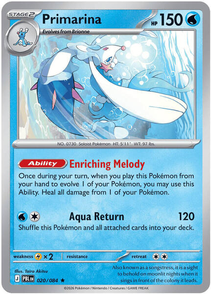 Primarina - 020/084 [ME05: Pitch Black] #020/084 - NM