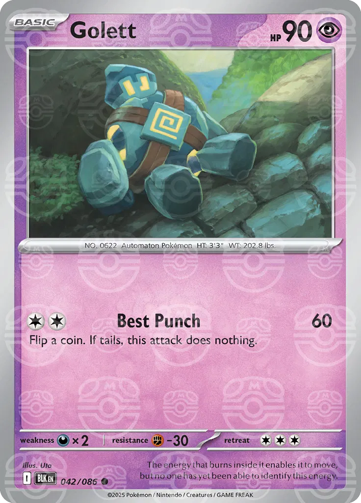 Golett (Master Ball Pattern) [SV: Black Bolt] #042/086 - NM