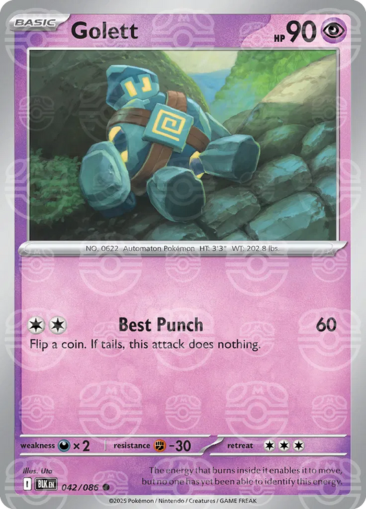 Golett (Master Ball Pattern) [SV: Black Bolt] #042/086 - NM
